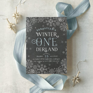 Winter Wonderland Chalkboard Erster Geburtstag Ein Einladung