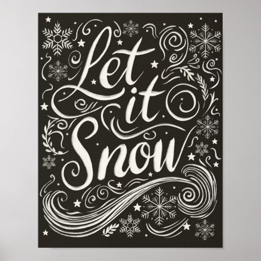 Winter Wonderland Chalkboard Lassen Sie es schneie Poster (Vorne)