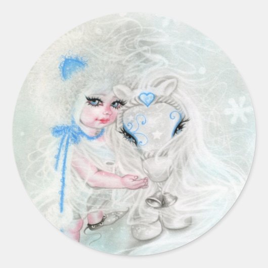 Winter Wonderland Chibi Girl Pony Aufkleber (Vorderseite)