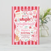 Winter Wonderland Christmas Coquette Bow Birthday Einladung (Stehend Vorderseite)