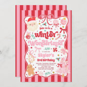 Winter Wonderland Christmas Coquette Bow Birthday Einladung (Vorne/Hinten)
