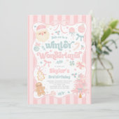 Winter Wonderland Christmas Coquette Bow Birthday Einladung (Stehend Vorderseite)