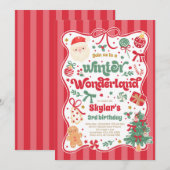 Winter Wonderland Christmas Coquette Bow Birthday Einladung (Vorne/Hinten)