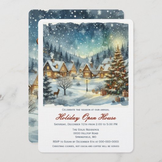 Winter Wonderland Christmas Open House Einladung (Vorne/Hinten)