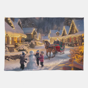 Winter Wonderland Christmas Snowy Village Geschirrtuch