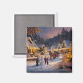 Winter Wonderland Christmas Snowy Village Magnet (Vorderseite/Rückseite)