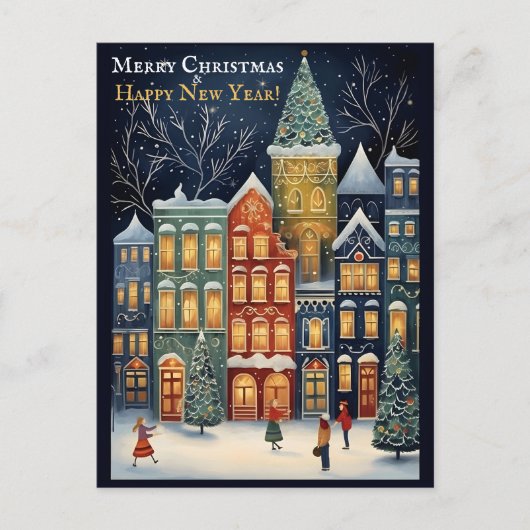 Winter Wonderland City Weihnachten & Neues Jahr Postkarte (Vorderseite)
