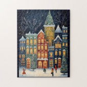 Winter Wonderland Cityscape Niedlich Weihnachten Puzzle (Vertikal)