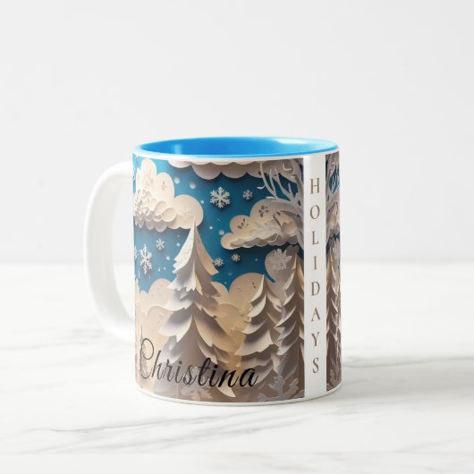 Winter Wonderland Coffee Mug Zweifarbige Tasse (Vorderseite Links)