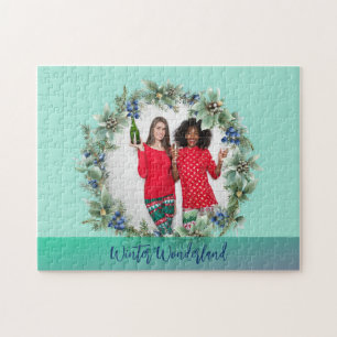 Winter Wonderland Custom Foto Berry Wreath Puzzle
