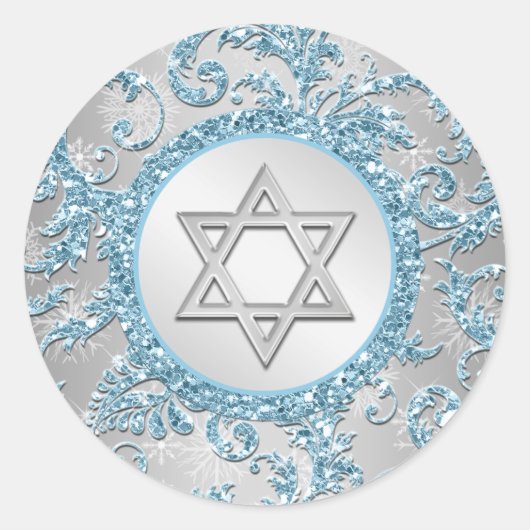 Winter Wonderland Damask Bat Mitzvah Sticker 10 (Vorderseite)