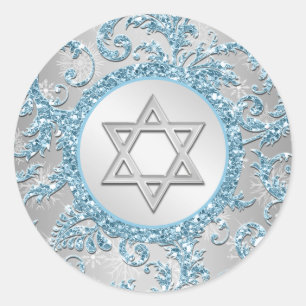 Winter Wonderland Damask Bat Mitzvah Sticker 10