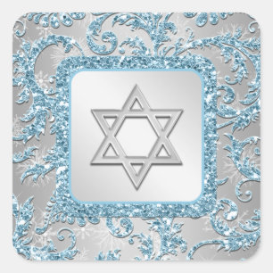 Winter Wonderland Damask Bat Mitzvah Sticker 11