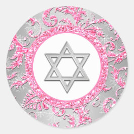 Winter Wonderland Damask Bat Mitzvah Sticker 2