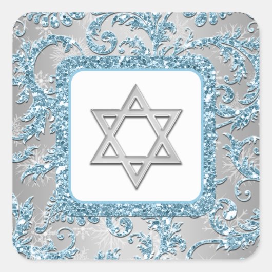 Winter Wonderland Damask Bat Mitzvah Sticker 6 (Vorderseite)