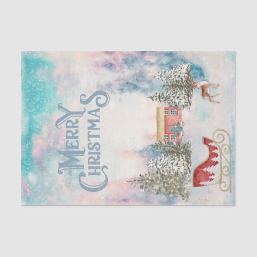 Winter Wonderland Decoupage Paper: Santa's Sleigh Seidenpapier (Vorderseite)