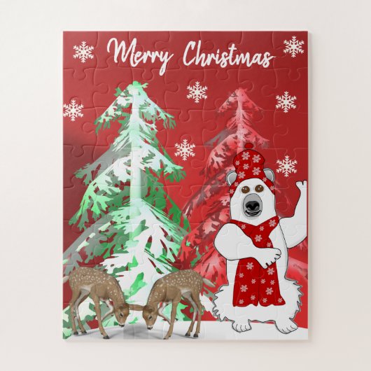 Winter Wonderland Deer, Tree, & Bear Christmas Puzzle (Vertikal)