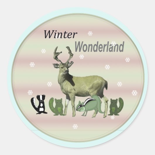 Winter Wonderland Defland Wildlife Round Sticker (Vorderseite)