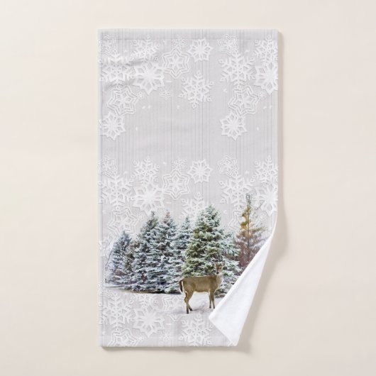 Winter Wonderland Dei and Pine Tree Urlaub Handtuch (Handtuch)