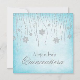 Winter Wonderland Diamond Schneeflocken Quinceaner Einladung