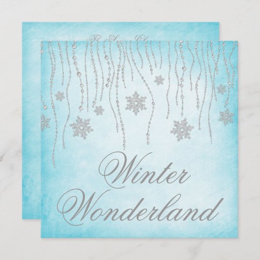 Winter Wonderland Diamond Snowflakes Prom Einladung (Vorne/Hinten)