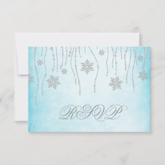 Winter Wonderland Diamond Snowflakes RSVP Karte (Vorderseite)