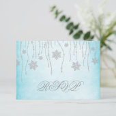 Winter Wonderland Diamond Snowflakes RSVP Karte (Stehend Vorderseite)