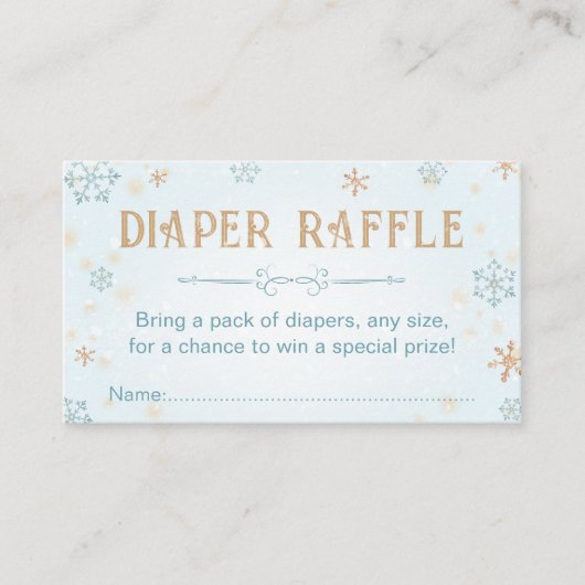 Winter Wonderland Diaper Raffle Ticket Baby Dusche Begleitkarte (Vorderseite)