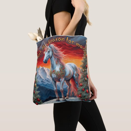 Winter Wonderland Einhorn: Festliche Weihnachtsfei Tasche (Von Nahem)