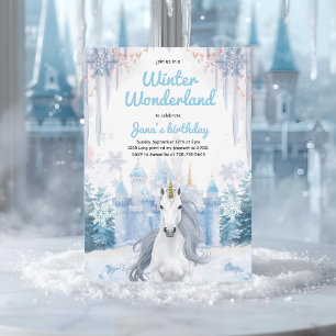 Winter Wonderland Einhorn Geburtstag Einladung