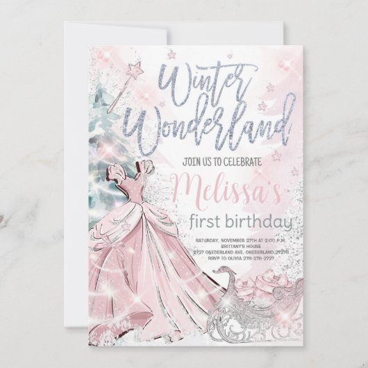 Winter Wonderland Einladung Snowflake Party zuerst (Vorderseite)