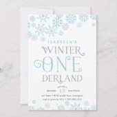 Winter Wonderland Einladung zum ersten Geburtstag (Vorderseite)