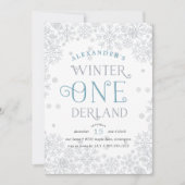 Winter Wonderland Einladung zum ersten Geburtstag (Vorderseite)