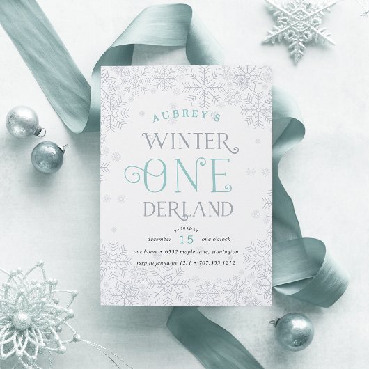 Winter Wonderland Einladung zum ersten Geburtstag