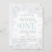 Winter Wonderland Einladung zum ersten Geburtstag (Vorderseite)