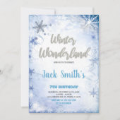 Winter Wonderland Einladungen Blue Silver Glitzer (Vorderseite)