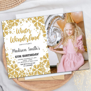 Winter Wonderland Einladungen Gold Glitzer Foto