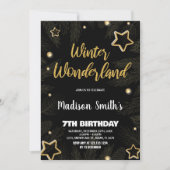 Winter Wonderland Einladungen Star Gold Black (Vorderseite)