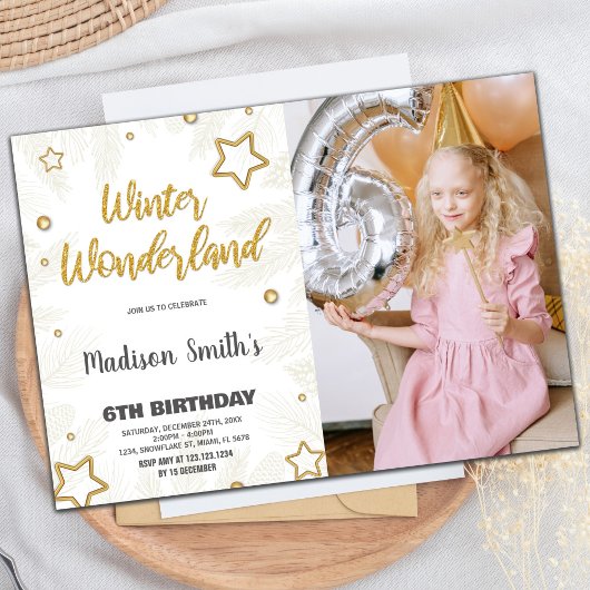 Winter Wonderland Einladungen Star Gold Foto