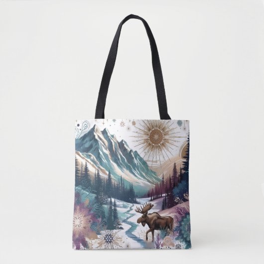 Winter Wonderland Elch Rustikales Boho Muster Tasche (Vorderseite)