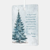 Winter Wonderland Elegant Blue Tree Christmas Ornament Aus Metall (Vorderseite links)