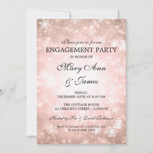 Winter Wonderland Elegante Engagement Party Kupfer Einladung (Vorderseite)