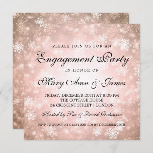 Winter Wonderland Elegante Engagement Party Kupfer Einladung