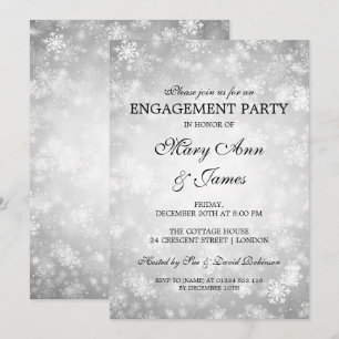 Winter Wonderland Elegante Engagement Party Silver Einladung