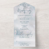 Winter Wonderland Elegante Script Snow Wedding All In One Einladung (Innen Boden)