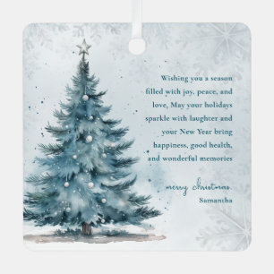 Winter Wonderland Eleganter blauer Weihnachtsbaum Ornament Aus Metall