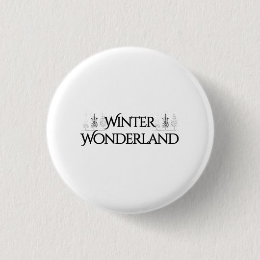 Winter Wonderland - Eleganter Text und Pine Trees Button (Vorderseite)
