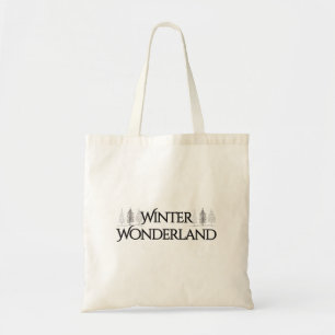 Winter Wonderland - Eleganter Text und Pine Trees Tragetasche