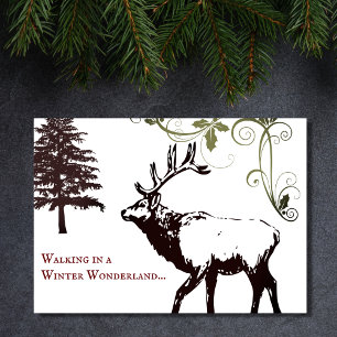 Winter Wonderland Elk Happy Holidays Weihnachten Karte