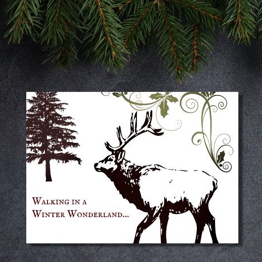 Winter Wonderland Elk Happy Holidays Weihnachten Karte